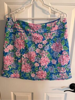 Lilly Pulitzer Luxletic Floral Performance Skort Blue Pink Green XL